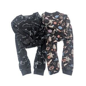 Space Astronaut Skate Board Black Toddler Pajamas Long Sleeve Lot of 2 Size 4